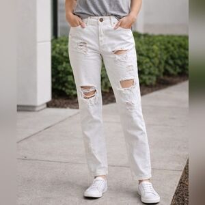 One Teaspoon Awesome Baggies Jeans, Size 24 – White Distressed Denim